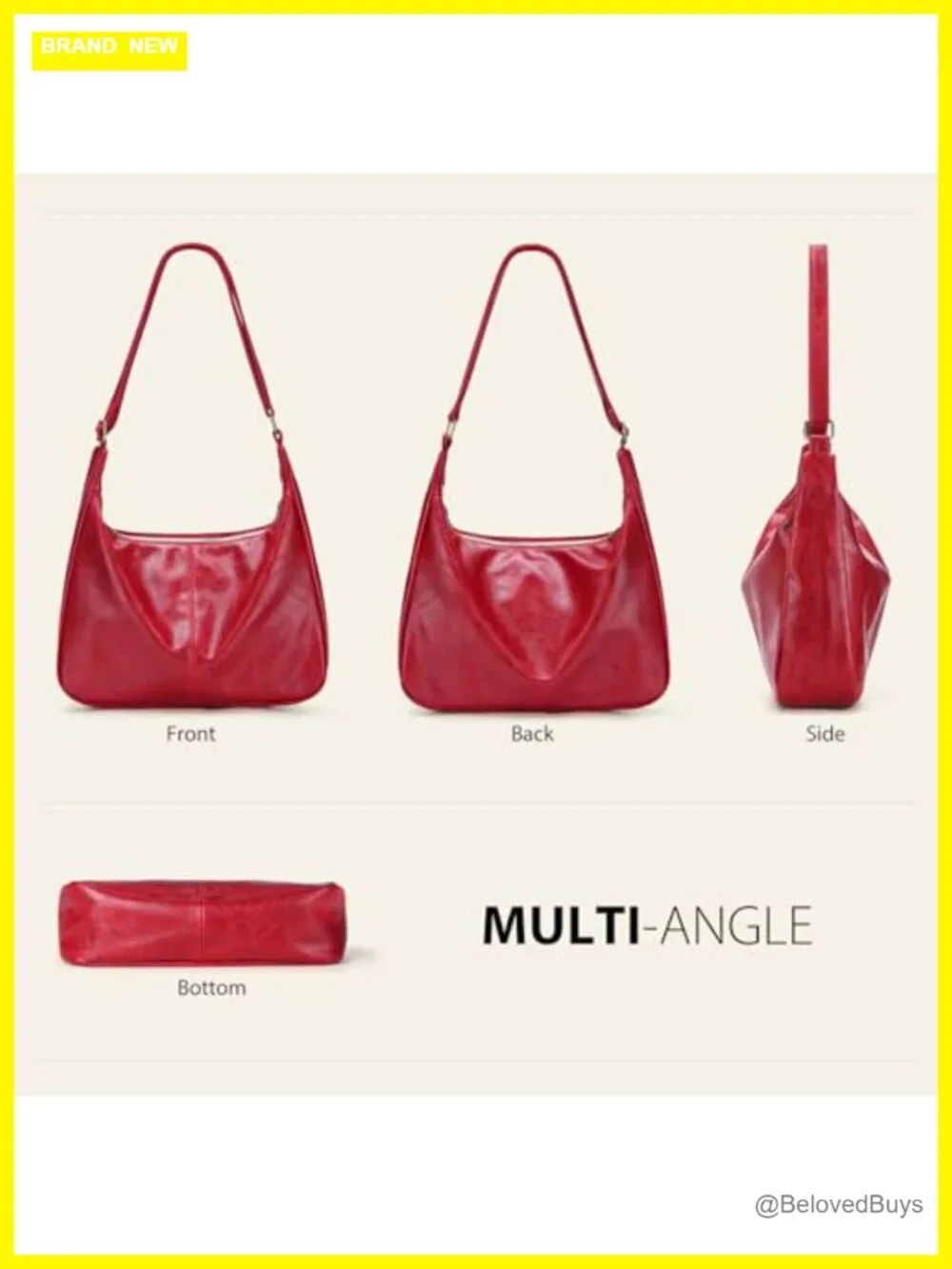 Vegan Leather Slouchy Hobo Bag with Adjustable Strap